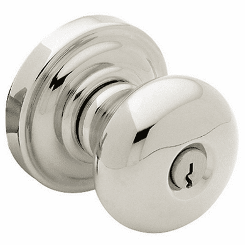 Baldwin 5208055ENTR Lifetime Polished Nickel Keyed Entry Classic Knob with 5048 Rose