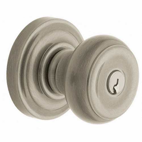 Baldwin 5210056FD Lifetime Satin Nickel Exterior Full Dummy Colonial Knob with 5048 Rose