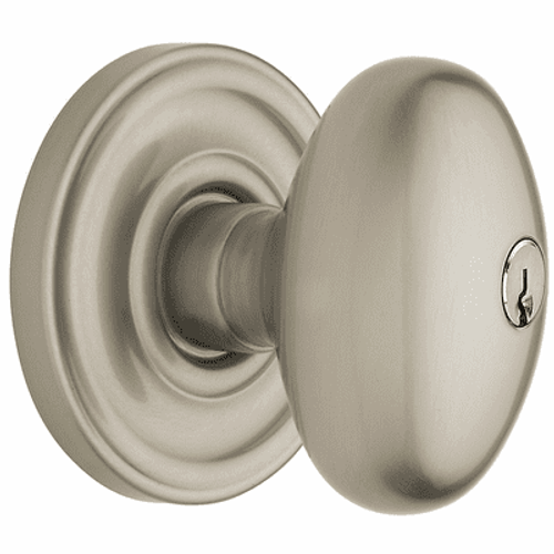 Baldwin 5225056ENTR Lifetime Satin Nickel Keyed Entry Egg Knob with 5048 Rose