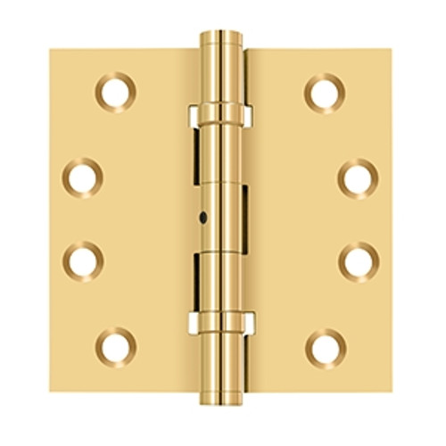 Deltana CSB44BN Lifetime Polished Brass 2 Ball Bearing (NRP) 4" x 4" Square Corner Brass Hinge