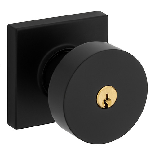 Baldwin 5250190ENTR Satin Black Keyed Entry Contemporary Knob with Square Rose