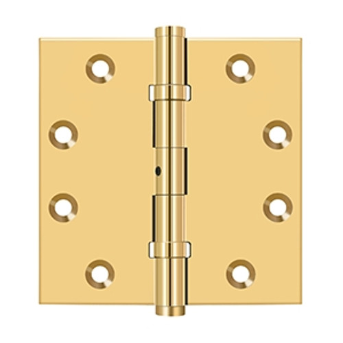 Deltana CSB45BN Lifetime Polished Brass 4 Ball Bearing 4-1/2" x 4-1/2" Square Corner (NRP) Brass Hinge