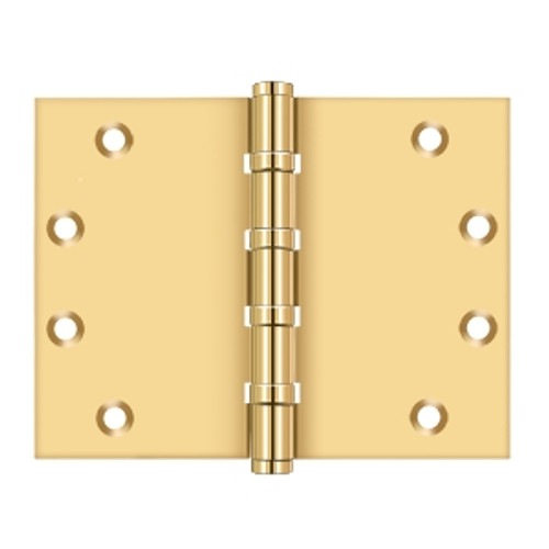 Deltana CSB4560BB Lifetime Polished Brass Ball Bearing 4-1/2" x 6" Square Corner Brass Hinge