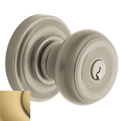Baldwin 5211060FD Satin Brass & Brown Exterior Full Dummy Colonial Knob with 5048 Rose