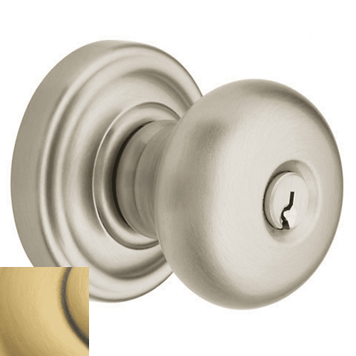 Baldwin 5208060ENTR Satin Brass & Brown Keyed Entry Classic Knob with 5048 Rose