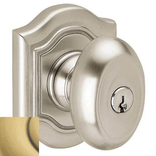 Baldwin 5238060ENTR Satin Brass & Brown Keyed Entry Bethpage Knob with R027 Rose