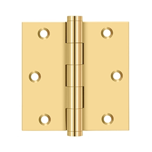 Deltana CSB35-R Lifetime Polished Brass Residential 3-1/2" x 3-1/2" Square Corner Brass Hinge