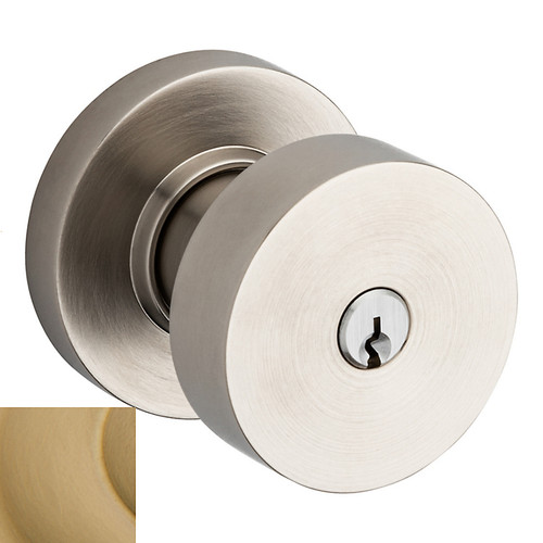 Baldwin 5230033ENTR Vintage Brass Keyed Entry Contemporary Knob with Round Rose