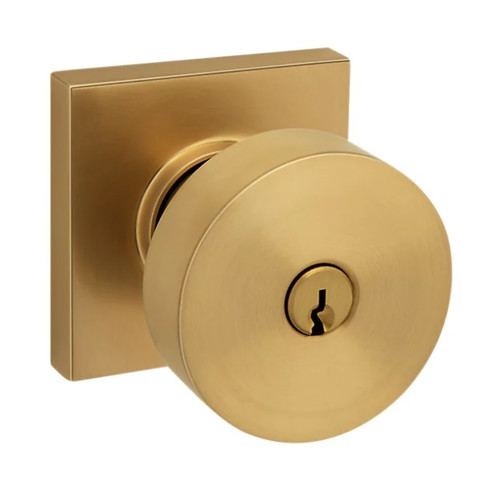 Baldwin 5250033ENTR Vintage Brass Keyed Entry Contemporary Knob with Square Rose