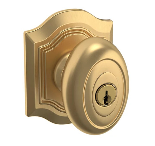 Baldwin 5237033ENTR Vintage Brass Keyed Entry Bethpage Knob with R027 Rose