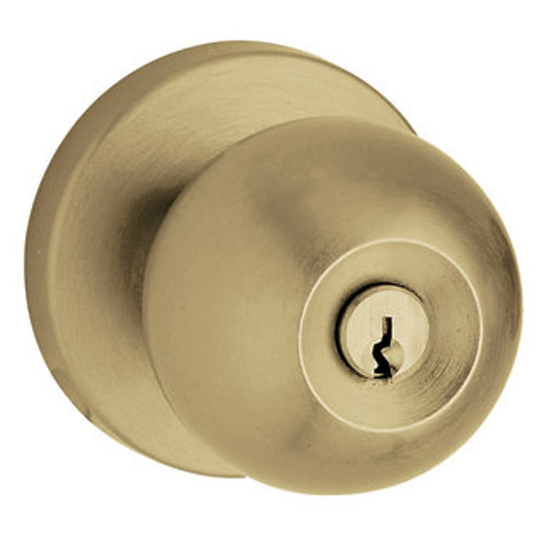 Baldwin 5215033ENTR Vintage Brass Keyed Entry Contemporary Knob with 5046 Rose