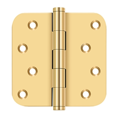 Deltana CSB44R5-RZ Lifetime Polished Brass Residential Zig-zag Hole Pattern 4" x 4" 5/8" Radius Corner Brass Hinge