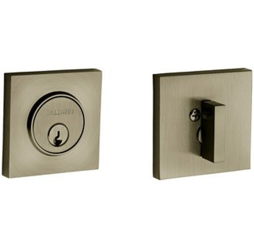 Baldwin 8220.050 Satin Brass & Black Single Cylinder Contemporary Deadbolt