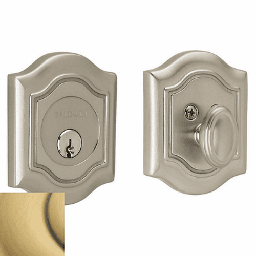 Baldwin 8237060 Satin Brass & Brown Single Cylinder Bethpage Deadbolt