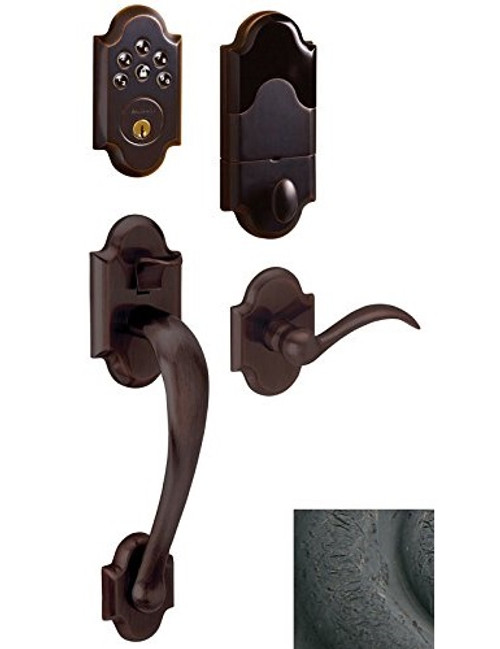 Baldwin 85353402ACLH Distressed Oil Rubbed Bronze Boulder Sectional Entry with 8252402AC1 Deadbolt (Left)