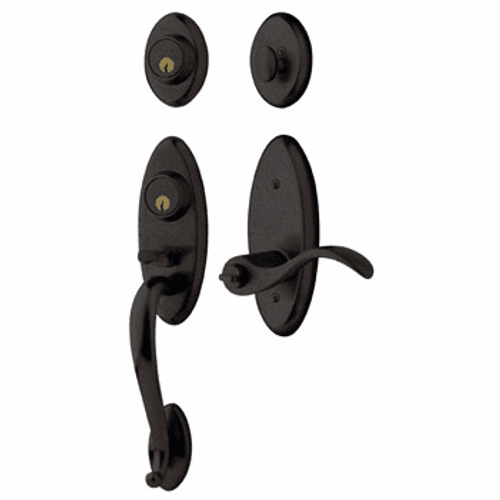 Baldwin 853454022RH/2LH Distressed Oil Rubbed Bronze Single Cylinder Landon 2-Point Handleset with Wave Lever
