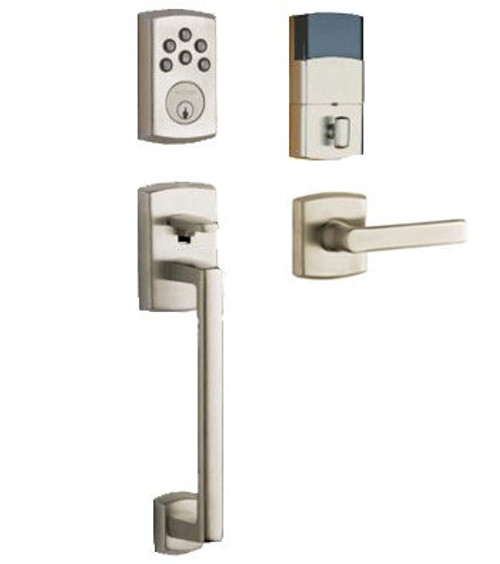 Baldwin 85386056ACLH Lifetime Satin Nickel Soho Sectional Entry with 8285056AC1 Deadbolt (Left)