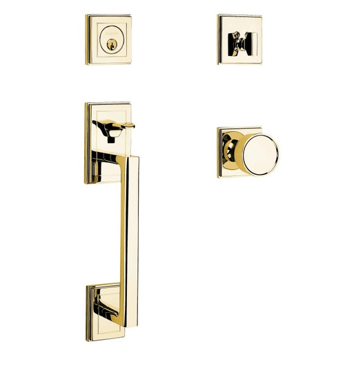 Baldwin 85310031ENTR Non-Lacquered Brass Single Cylinder Hollywood Hills Handleset with Knob
