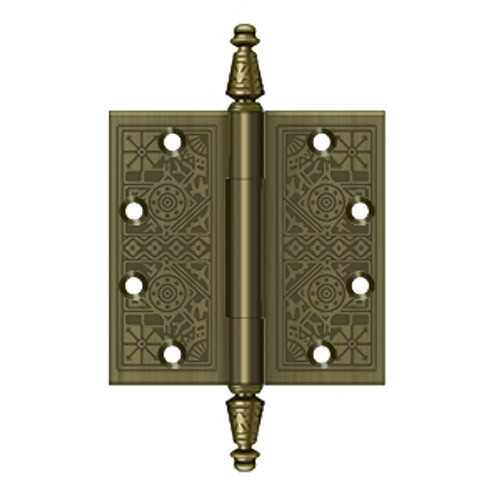 Deltana DSBP45U5 Antique Brass Ornate 4-1/2" x 4-1/2" Square Corner Brass Hinge