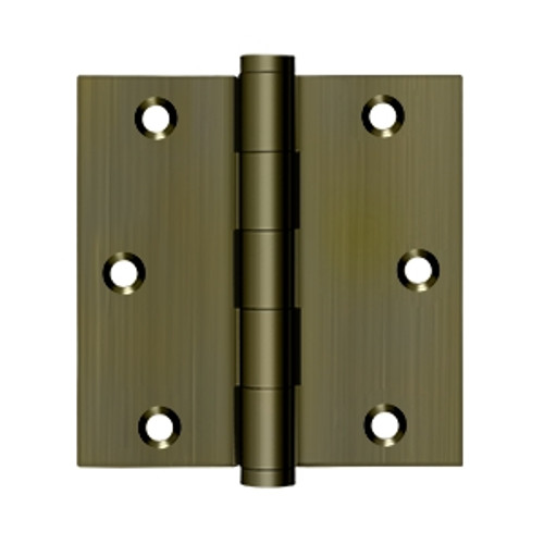 Deltana DSB355 Antique Brass Standard 3-1/2" x 3-1/2" Square Corner Brass Hinge