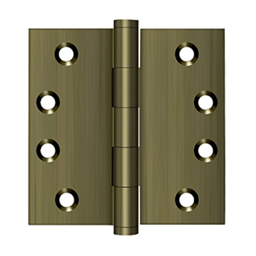 Deltana DSB45 Antique Brass Standard 4" x 4" Square Corner Brass Hinge