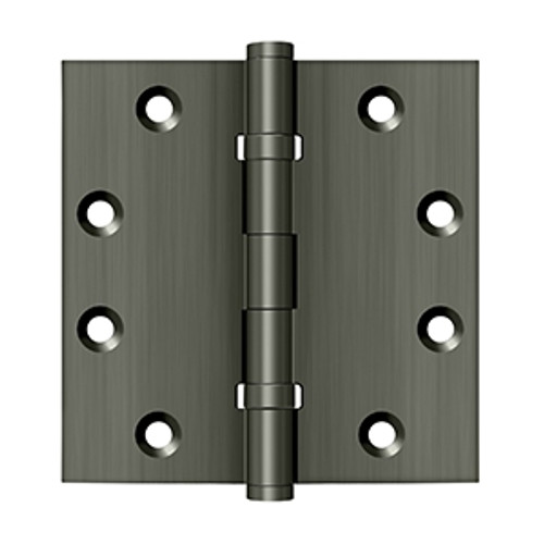 Deltana DSB45NB15A Antique Nickel 4 Ball Bearing 4-1/2" x 4-1/2" Square Corner (NRP) Brass Hinge