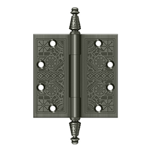 Deltana DSBP45U15A Antique Nickel Ornate 4-1/2" x 4-1/2" Square Corner Brass Hinge