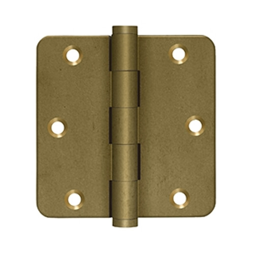 Deltana DSB35R410BM-R Bronze Medium Distressed Finish 3-1/2" x 3-1/2" 1/4" Radius Brass Hinge