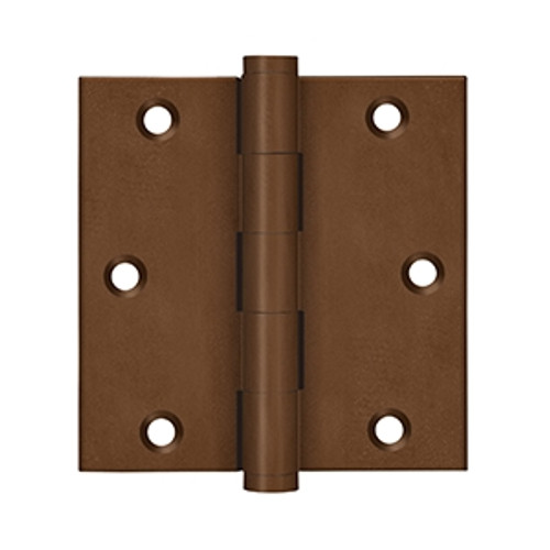 Deltana DSB3510BR Bronze Rust Distressed Finish 3-1/2 x 3-1/2 Square Corner Brass Hinge
