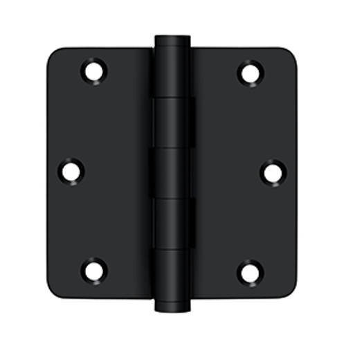 Deltana DSB35R419-R Flat Black Residential 3-1/2" x 3-1/2" 1/4" Radius Brass Hinge