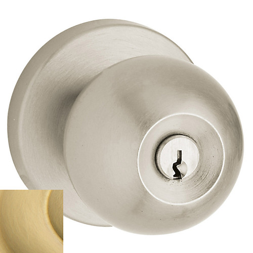 Baldwin 5218044ENTR Lifetime Satin Brass Keyed Entry Contemporary Knob with 5046 Rose