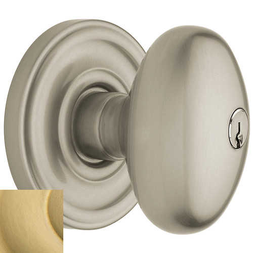 Baldwin 5228044ENTR Lifetime Satin Brass Keyed Entry Egg Knob with 5048 Rose