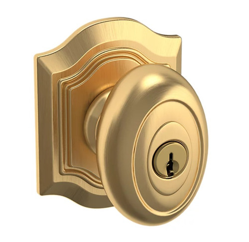 Baldwin 5237044ENTR Lifetime Satin Brass Keyed Entry Bethpage Knob with R027 Rose