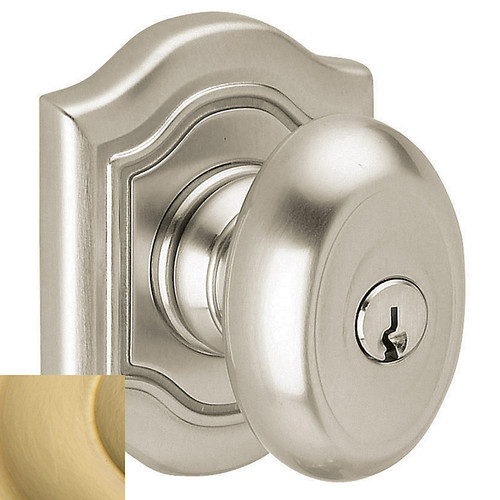 Baldwin 5238044FD Lifetime Satin Brass Exterior Full Dummy Bethpage Knob with R027 Rose