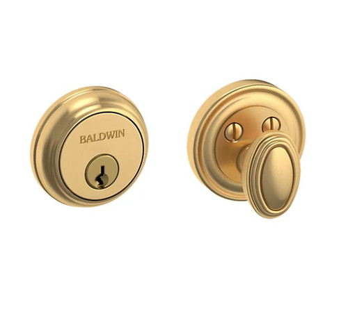 Baldwin 8031044 Lifetime Satin Brass Single Cylinder Traditional Deadbolt