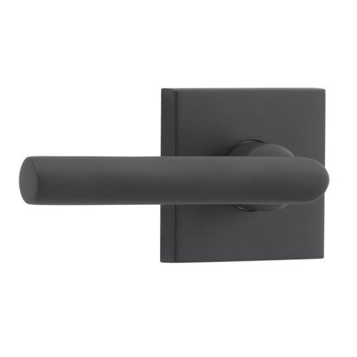 Baldwin Reserve PVTUBCSR190 Satin Black Privacy Tube Lever with Contemporary Square Rose