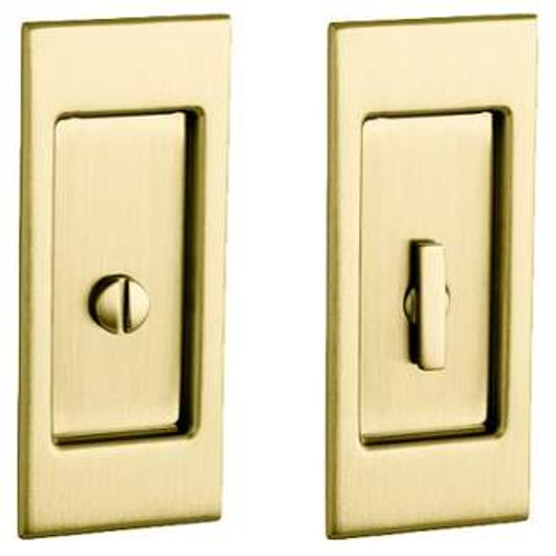 Baldwin PD006060PRIV Satin Brass & Brown Santa Monica - Small Privacy Pocket Door Lock