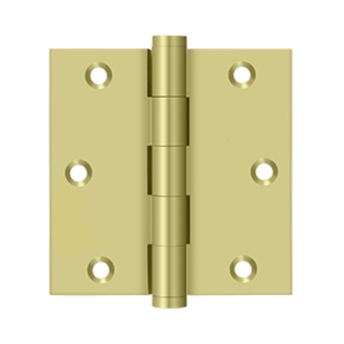 Deltana DSB353-R Polished Brass Residential 3-1/2" x 3-1/2" Square Corner Brass Hinge