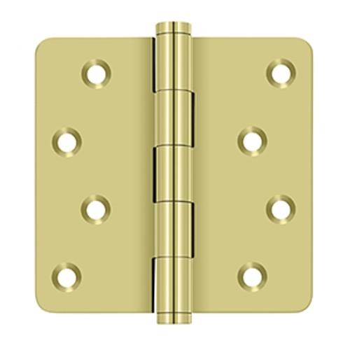 Deltana DSB4R43-RZ Polished Brass Residential Zig-zag Hole Pattern 4" x 4" 1/4" Radius Corner Brass Hinge