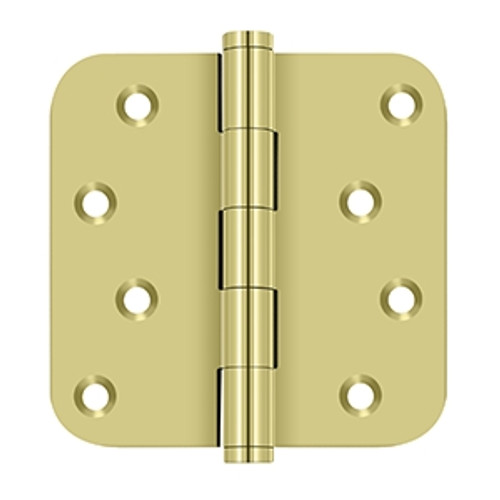 Deltana DSB4R53-RZ Polished Brass Residential Zig-zag Hole Pattern 4" x 4" 5/8" Radius Corner Brass Hinge