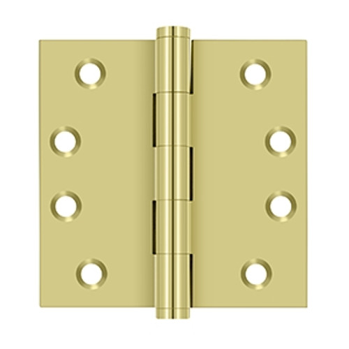 Deltana DSB4N3 Polished Brass Standard (NPR) 4" x 4" Square Corner Brass Hinge