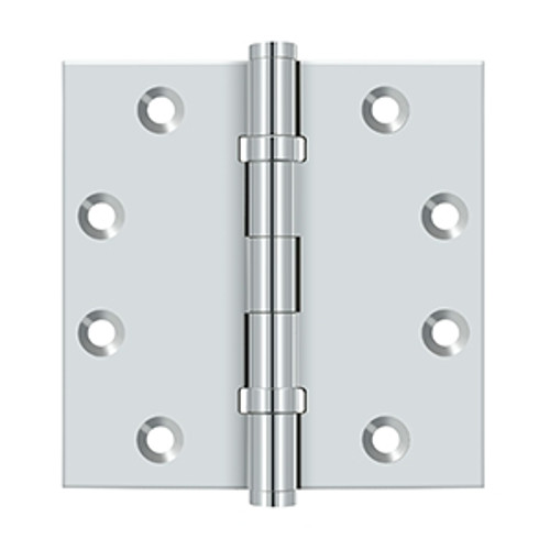 Deltana DSB45B26 Polished Chrome 4 Ball Bearing 4-1/2" x 4-1/2" Square Corner Brass Hinge