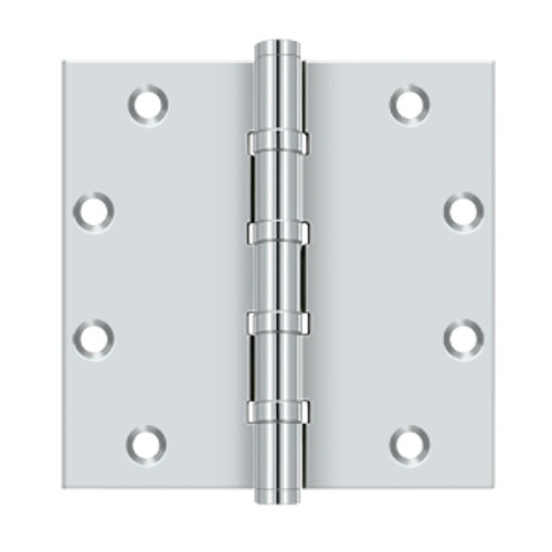 Deltana DSB55NB26 Polished Chrome 4 Ball Bearing (NRP) 5" x 5" Square Corner Brass Hinge