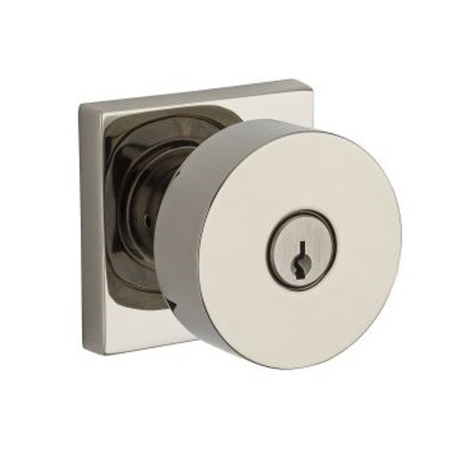 Baldwin Reserve ENCONCSR055 Lifetime Polished Nickel Keyed Entry Contemporary Knob with Contemporary Square Rose