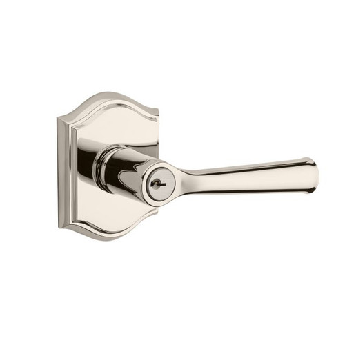 Baldwin Reserve ENFEDTAR055 Lifetime Polished Nickel Keyed Entry Federal Lever with Traditional Arch Rose