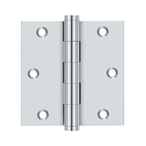 Deltana DSB3526-R Polished Chrome Residential 3-1/2" x 3-1/2" Square Corner Brass Hinge