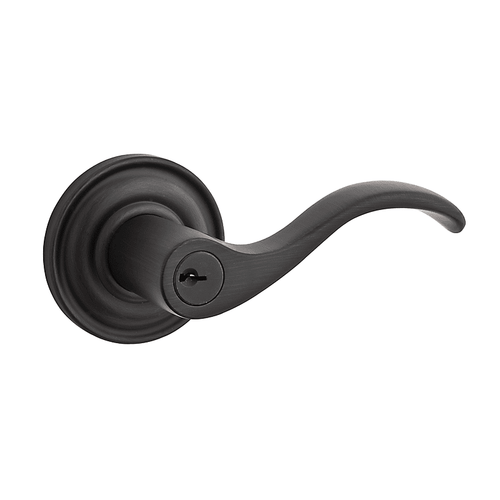 Baldwin Reserve ENCURTRR112 Venetian Bronze Keyed Entry Curve Lever with Traditional Round Rose