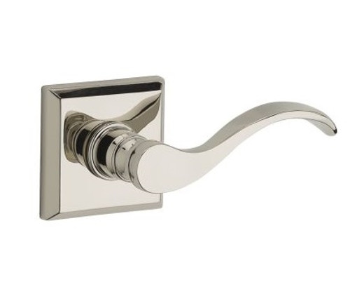 Baldwin Reserve FDCURTSR055 Lifetime Polished Nickel Full Dummy Curve Lever with Traditional Square Rose