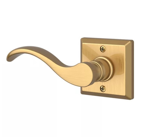 Baldwin Reserve HDCURLTSR044 Lifetime Satin Brass Half Dummy Curve Lever with Traditional Square Rose (Left)