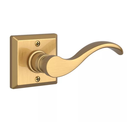 Baldwin Reserve HDCURRTSR044 Lifetime Satin Brass Half Dummy Curve Lever with Traditional Square Rose (Right)